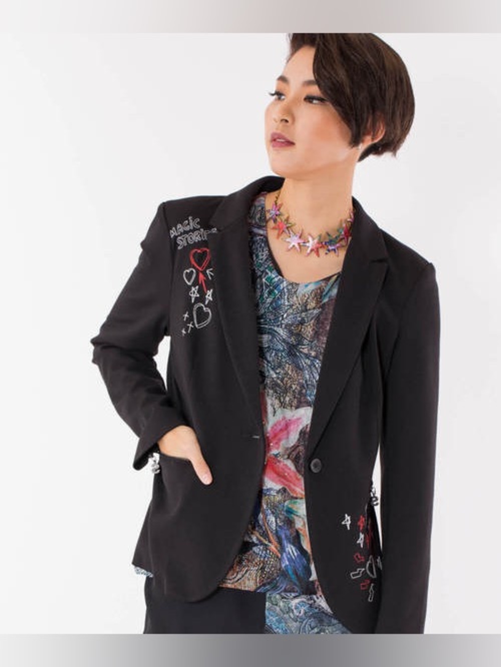 DESIGUAL Claris" Embroidered Black Blazer with contrasting embroidery
XL / 12